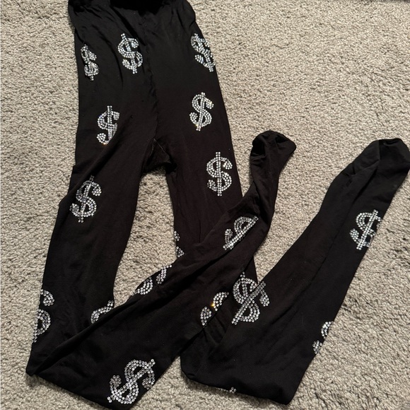 Dbleudazzled Money Talks Rhinestone Dollar Sign Tights - Picture 2 of 3